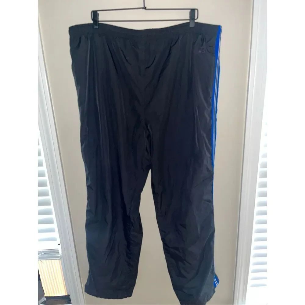 Vintage Russell Athletic Wind Pants Sweatpants Black Blue Strike XL Drawstring